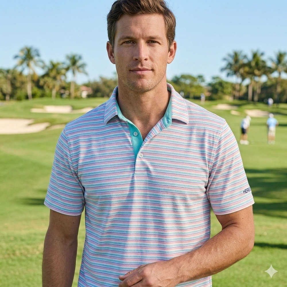 Johnnie-O Polo Shirt Mens L Multicolor Striped Top Shelf Haymaker Short Sleeve